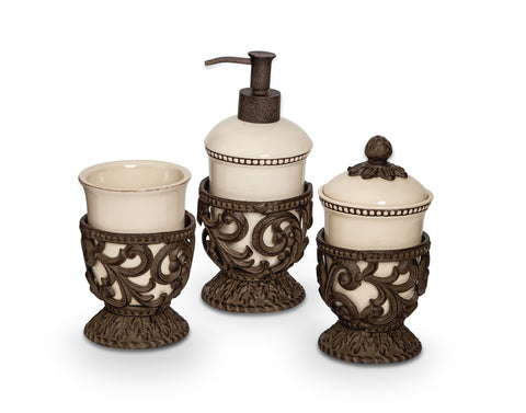The GG Collection Gracious Goods Acanthus Leaf 3 Piece Vanity Set - Avenue of Oaks Decor