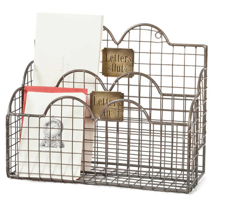 VINTAGE STYLE MAIL CADDY, AGED NICKLE - Avenue of Oaks Decor
