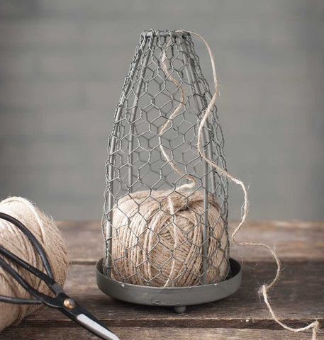 CHICKEN WIRE CLOCHE WITH JUTE - Avenue of Oaks Decor