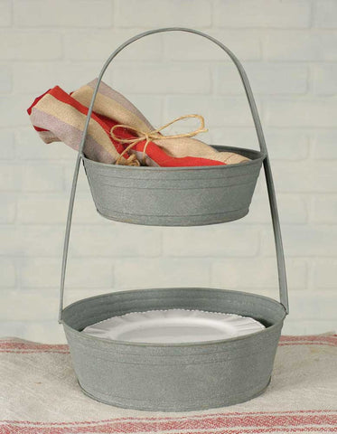 METAL 2-TIER PLATE STORAGE STAND - Avenue of Oaks Decor