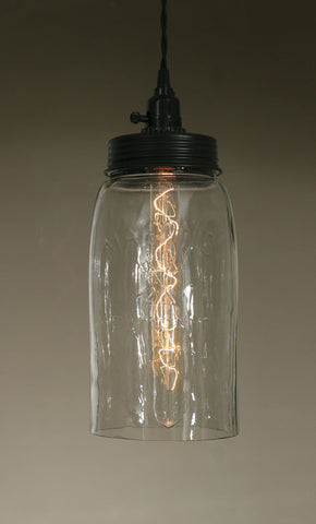 BIG MASON JAR PENDANT LAMP - CLEAR GLASS - Avenue of Oaks Decor