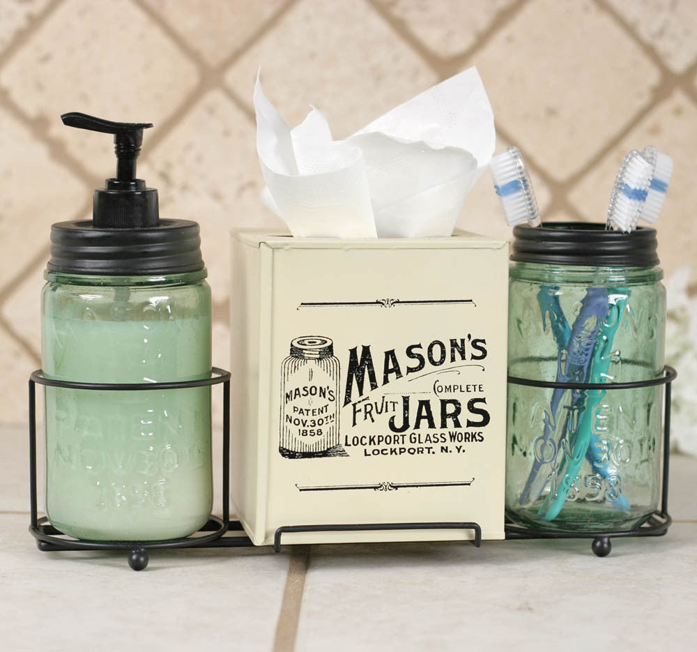 Bathroom Organization Mason Jars