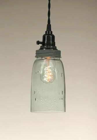 Quart Open Bottom Mason Jar Pendant Lamp - Barn Roof - Avenue of Oaks Decor