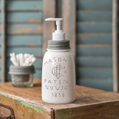 WHITE PINT MASON JAR SOAP DISPENSER - Avenue of Oaks Decor