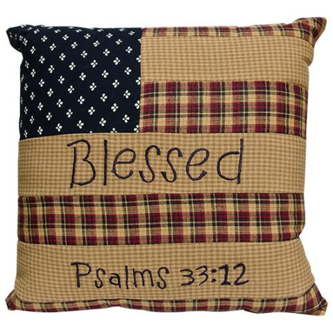 BLESSED PATRIOTIC PATCH ACCENT PILLOW - Avenue of Oaks Decor