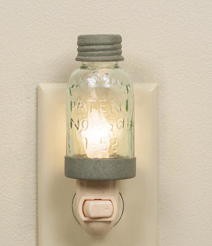 MASON JAR STYLE NIGHT LIGHT - DISTRESSED METAL - Avenue of Oaks Decor