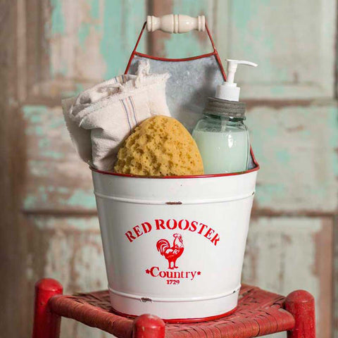 RED ROOSTER ENAMEL BATHROOM CADDY - Avenue of Oaks Decor