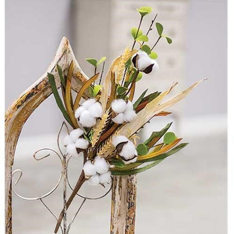 WHEAT AND COTTON FLORAL SPRAY, SET OF 6 - Avenue of Oaks Decor