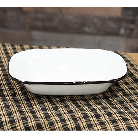 ENAMEL WHITE WITH BLACK RIM BAKING DISH - Avenue of Oaks Decor