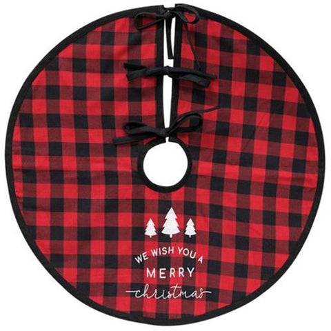 Red Buffalo Check Merry Christmas Tree Skirt - Avenue of Oaks Decor