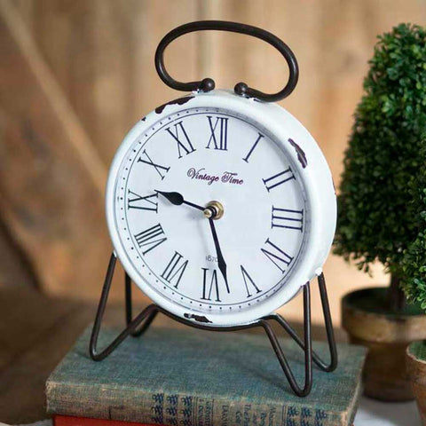 VINTAGE TIME ENAMELWARE TABLE CLOCK - Avenue of Oaks Decor