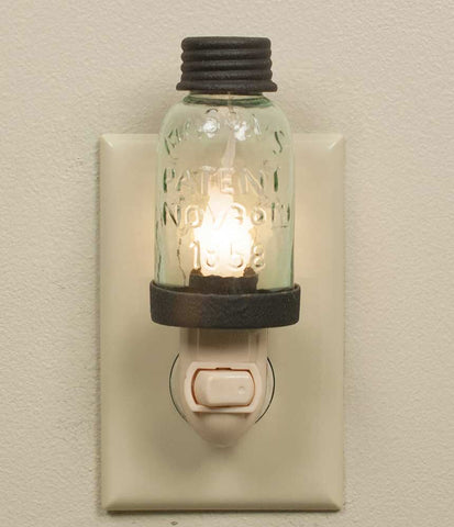MASON JAR NIGHT LIGHT RUSTIC BROWN - Avenue of Oaks Decor