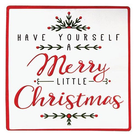 Merry Little Christmas Vintage Style Metal Sign - Avenue of Oaks Decor