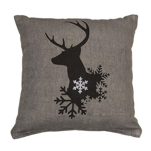 WINTER REINDEER GREY ACCENT PILLOW - Avenue of Oaks Decor