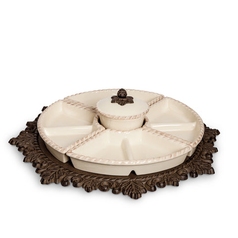 The GG Collection Gracious Acanthus Leaf Lazy Susan Crudite - Avenue of Oaks Decor