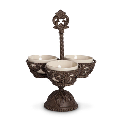The GG Collection Gracious Goods Acanthus Leaf 3 Bowl Condiment Server - Avenue of Oaks Decor