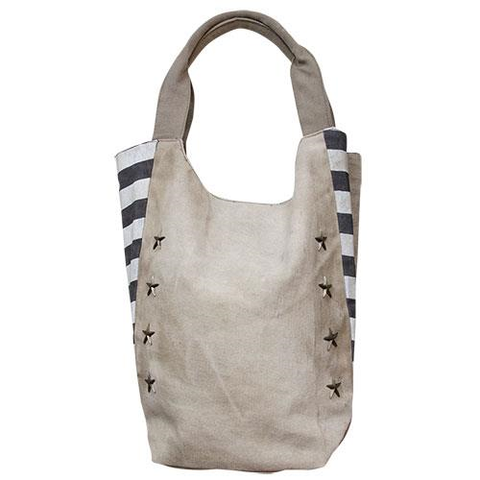 STAR STUDDED CANVAS TOTE BAG - Avenue of Oaks Decor
