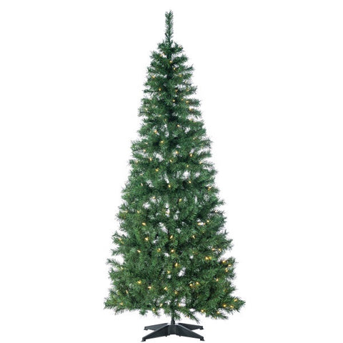 Pop Up LED Green PVC Fir Tree, 6 ft., 200 UL Warm White LED Lights - Avenue of Oaks Decor
