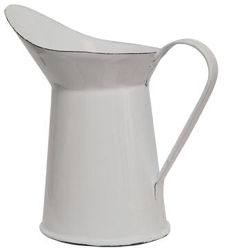 ENAMELWARE WHITE WITH BLACK TRIM MINI PITCHER - Avenue of Oaks Decor
