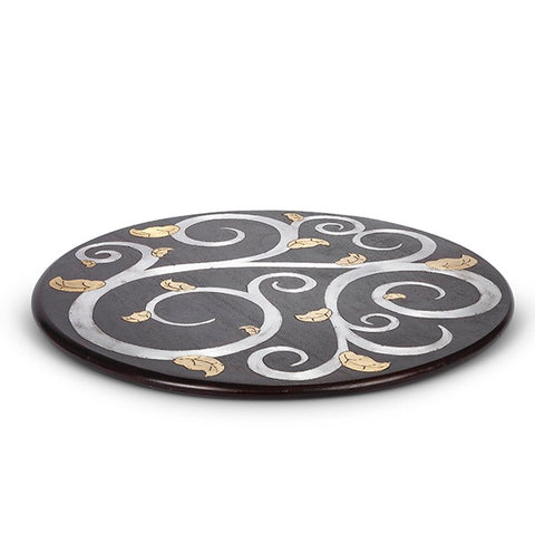 GG Collection Gold Leaf Mango Wood Inlay Lazy Susan - Avenue of Oaks Decor