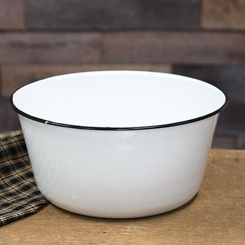 ENAMEL WHITE WITH BLACK RIM MIXING BOWL - Avenue of Oaks Decor