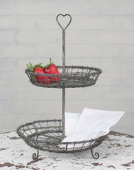 Wire Heart Two Tier Serving Stand - Avenue of Oaks Decor