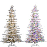 LED Flocked Mountain Pine with Instant Glow Power Pole, 9 ft. - Avenue of Oaks Decor