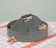 DIVIDED METAL TRAY WITH WOOD HANDLE - Avenue of Oaks Decor