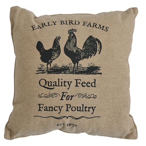 FANCY POULTRY PILLOW, 10" - Avenue of Oaks Decor