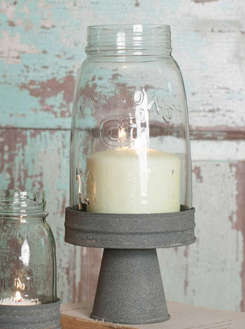 MASON JAR CHIMNEY WITH STAND CANDLE HOLDER - QUART SIZE - Avenue of Oaks Decor