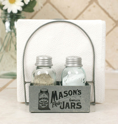 MASON JAR SALT PEPPER AND NAPKIN CADDDY - Avenue of Oaks Decor