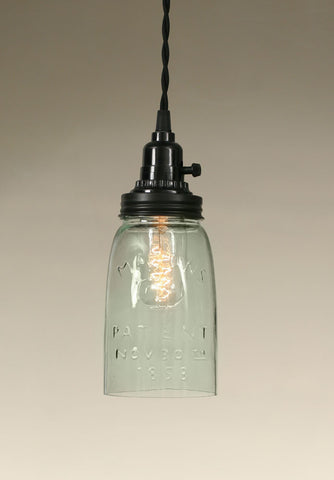 Quart Open Bottom Mason Jar Pendant Lamp - Rustic Brown - Avenue of Oaks Decor