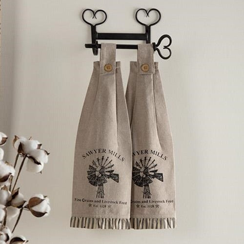 WINDMILL BUTTON AND LOOP KITCHEN TOWELS, SET OF 2 - Avenue of Oaks Decor