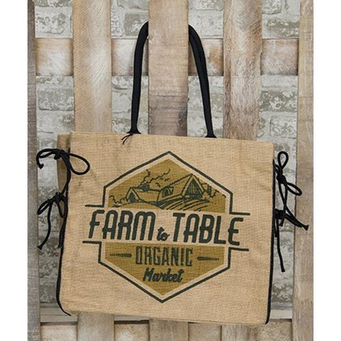 FARM TO TABLE BURLAP TOTE BAG - Avenue of Oaks Decor