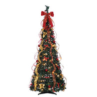 Sterling 6 ft. Pop Up Red/Gold Ribbon Decorated Christmas Tree - Avenue of Oaks Decor
