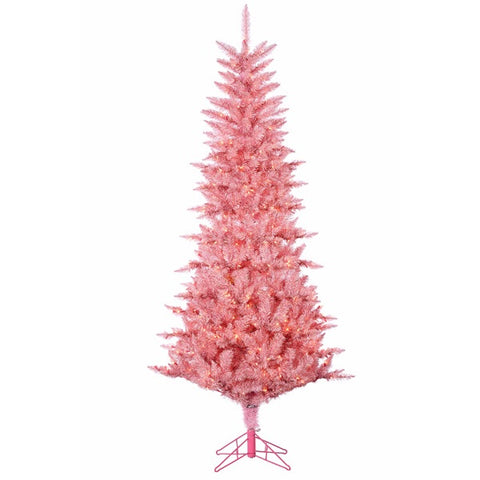 Pink Tuscany Tinsel Tree, 7.5ft, 450 Clear Lights - Avenue of Oaks Decor