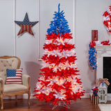Patriotic American Tree, 7.5 ft., 1040 UL Clear Lights, & 10 Twinkle Lights on Top Section - Avenue of Oaks Decor