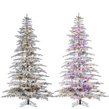 LED Flocked Mountain Pine with Instant Glow Power Pole, 7.5 ft. - Avenue of Oaks Decor