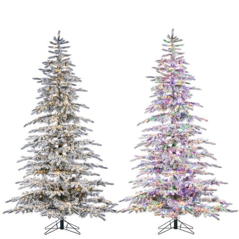 LED Flocked Mountain Pine with Instant Glow Power Pole, 7.5 ft. - Avenue of Oaks Decor