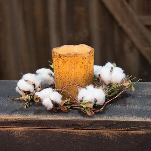Country Cotton Candle Ring - Avenue of Oaks Decor