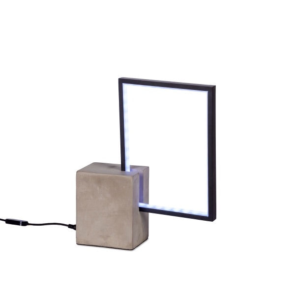 Modern LED Table Lamp Black Rectangle with Concrete Base - Avenue of Oaks Decor