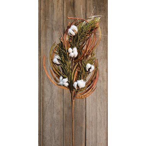 PINE, WHEAT, AND COTTON FLORAL SPRAY, SET OF 6 - Avenue of Oaks Decor