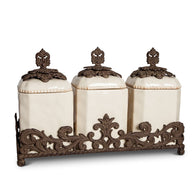 The GG Collection Gracious Goods Provencial Collection Cream Canister Set - Avenue of Oaks Decor