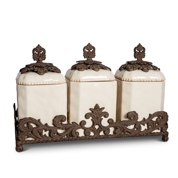 The GG Collection Gracious Goods Provencial Collection Cream Canister Set - Avenue of Oaks Decor