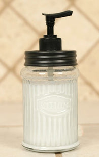 Clear Glass Hoosier Lotion Dispenser with Black Pump - Avenue of Oaks Decor