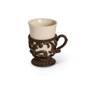 The GG Collection Gracious 9oz. Acanthus Cup and Holder, Set Of 4 - Avenue of Oaks Decor