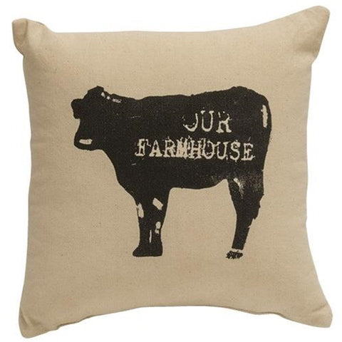 OUR FARMHOUSE DECORATIVE COW ACCENT PILLOW - Avenue of Oaks Decor