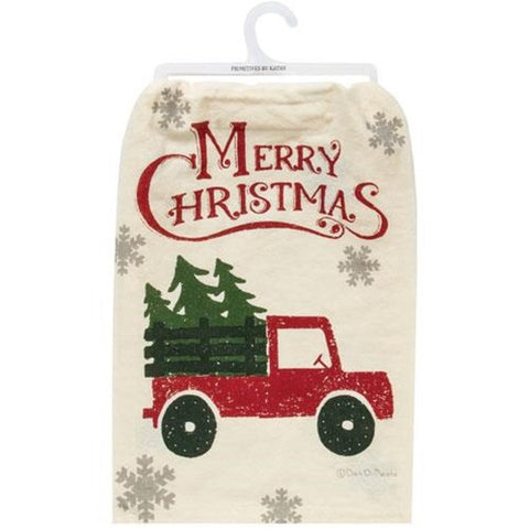Merry Christmas Truck Dish Towel - Avenue of Oaks Decor