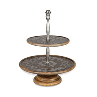 The GG Collection Gracious Goods Wood And Metal Two Tiered Server Heritage Collection - Avenue of Oaks Decor