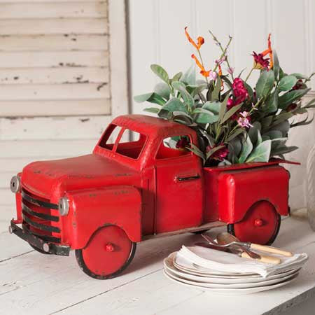 VINTAGE STYLE RED TRUCK GARDEN PLANTER - Avenue of Oaks Decor